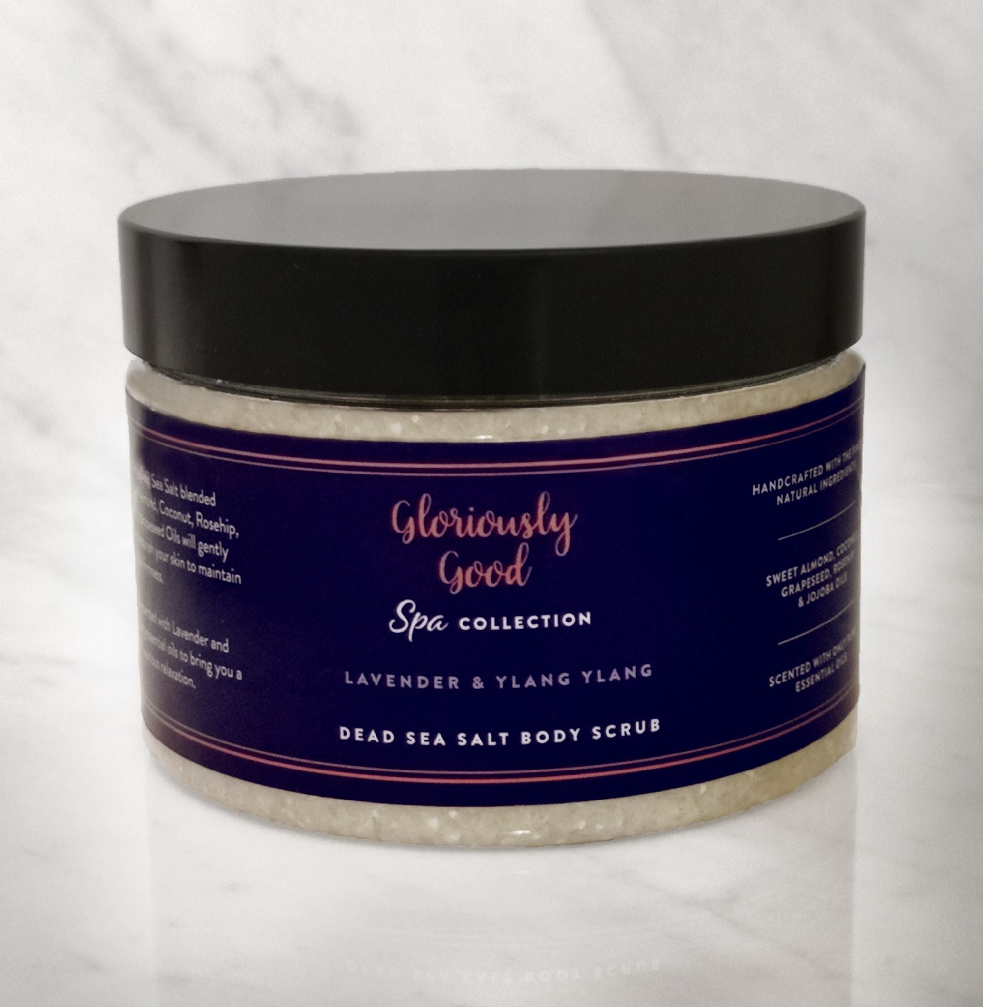 Lavendel & Ylang Ylang Kroppsskrubb – Döda Havssalt & Naturlig Aromaterapi
