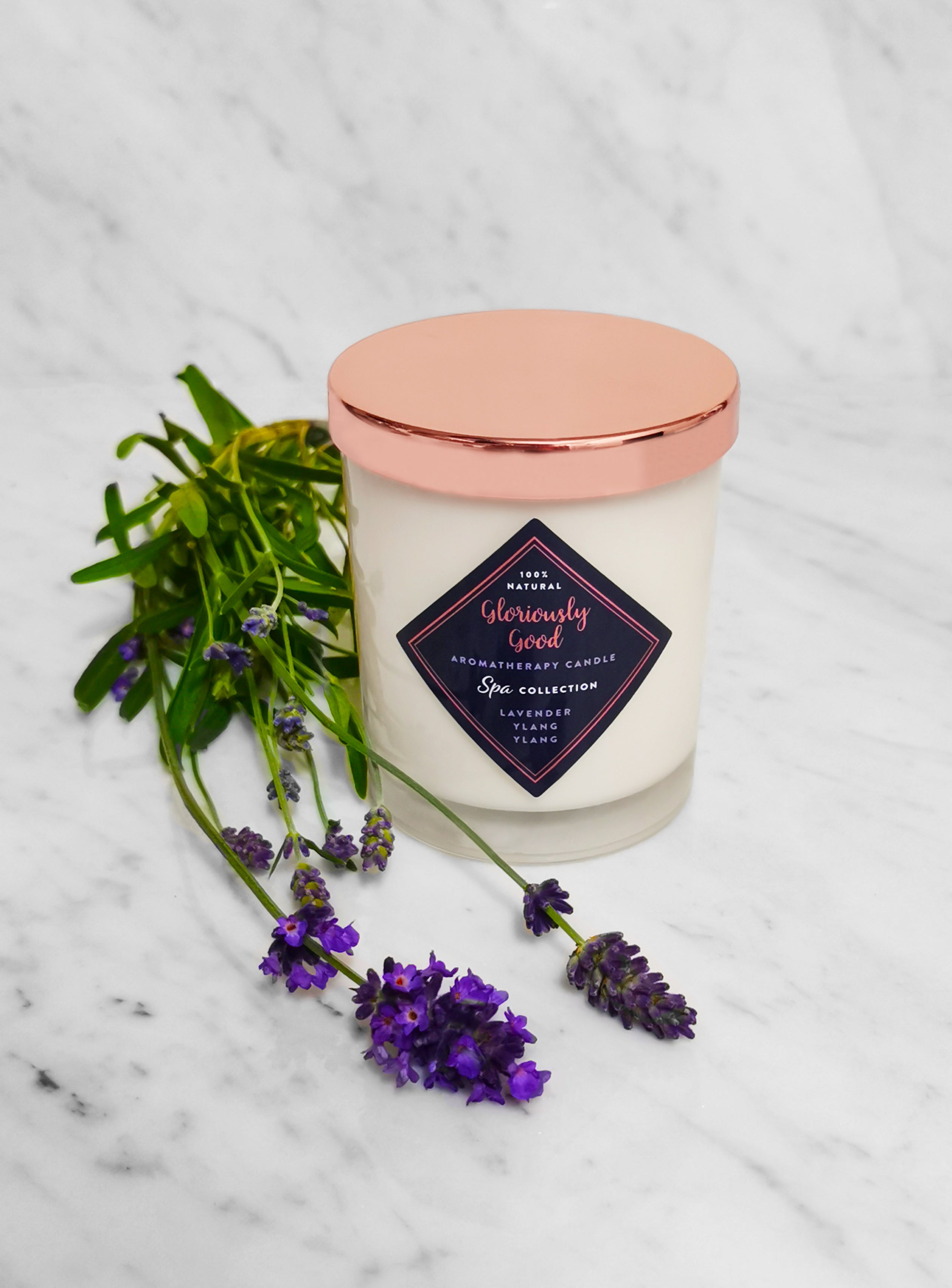 Lavendel & Ylang Ylang – Naturligt Doftsatt Aromaterapiljus