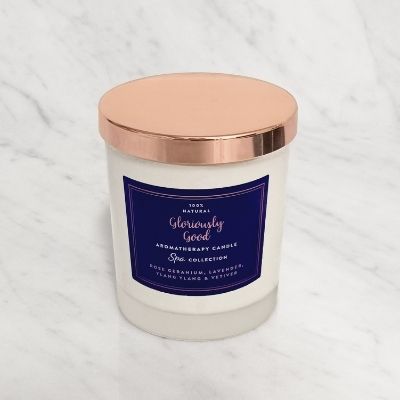 Aromaterapiljus med Rosengeranium och Veke-trimmer – Presentset
