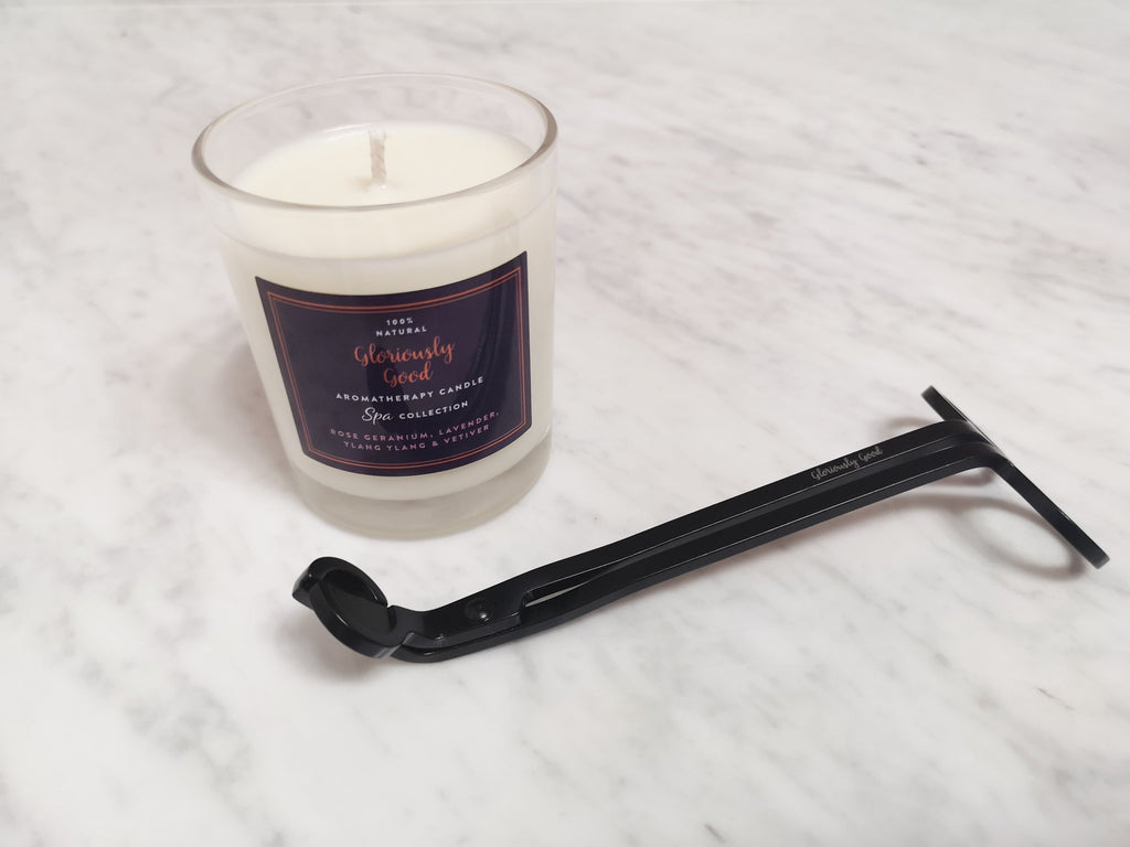 Aromaterapiljus med Rosengeranium och Veke-trimmer – Presentset